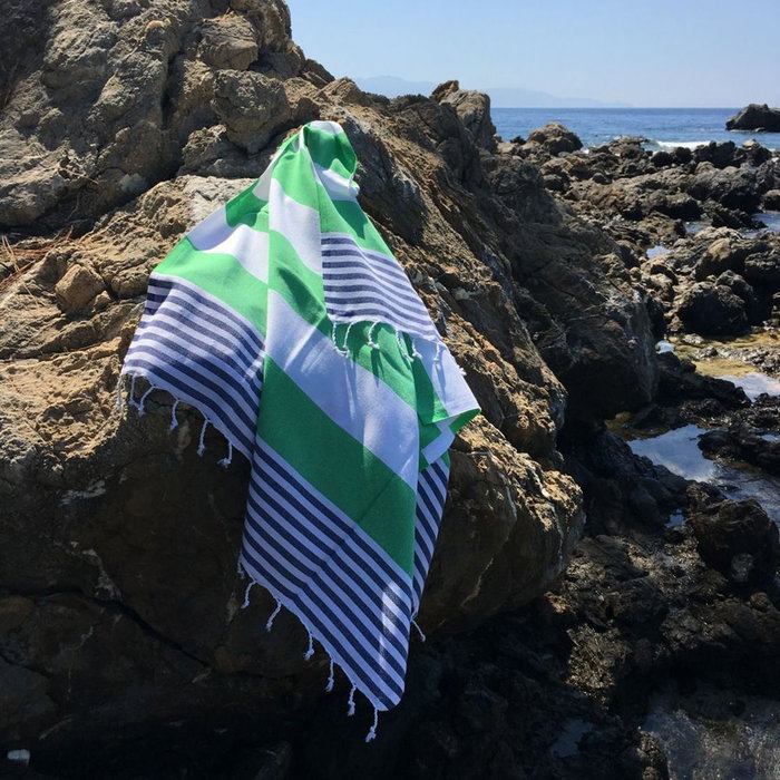 Mijölnir Toalla de playa Fouta Azul oscuro, Verde y Blanco